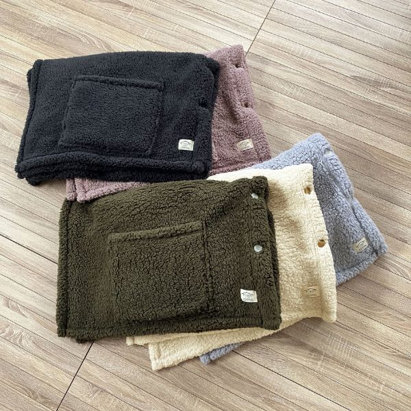 ポケット付きストール/シープボア/吸湿発熱