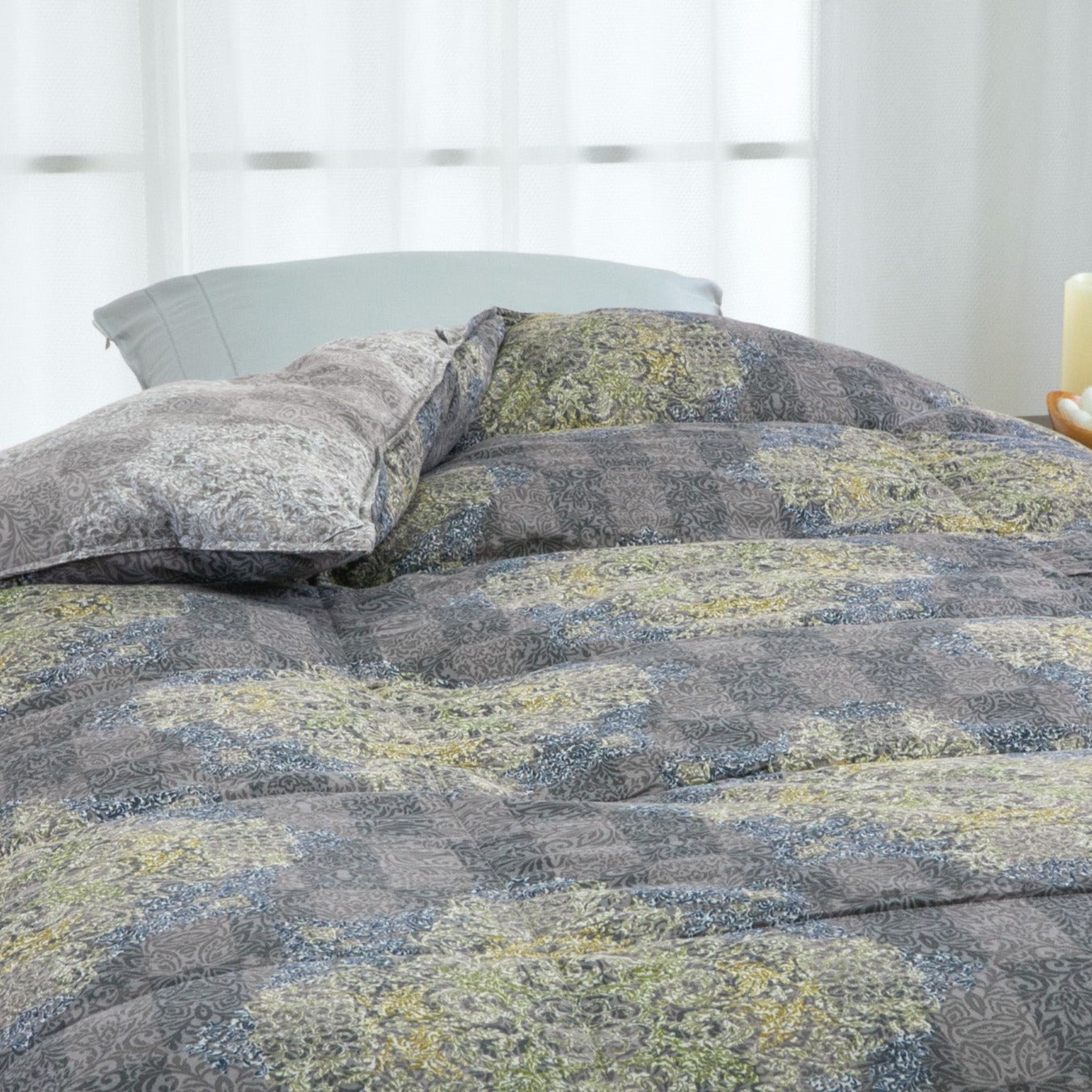 真綿入羽毛掛けふとん/ブラックシリカ練り込み/グースダウン93%