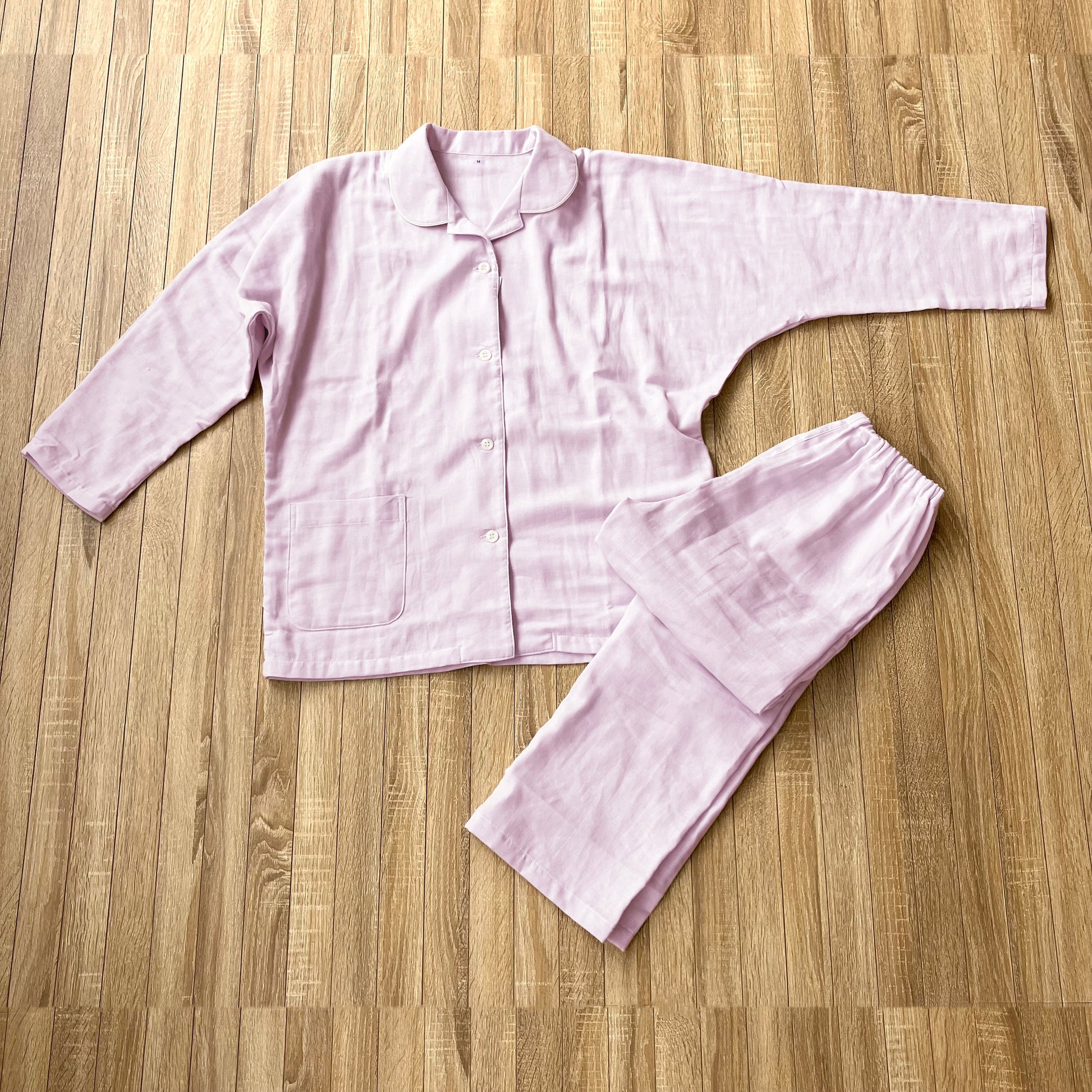 ロマンス小杉 レディースパジャマ 和晒し2重ガーゼ 綿100% 日本製 M L ourstyle ピンク