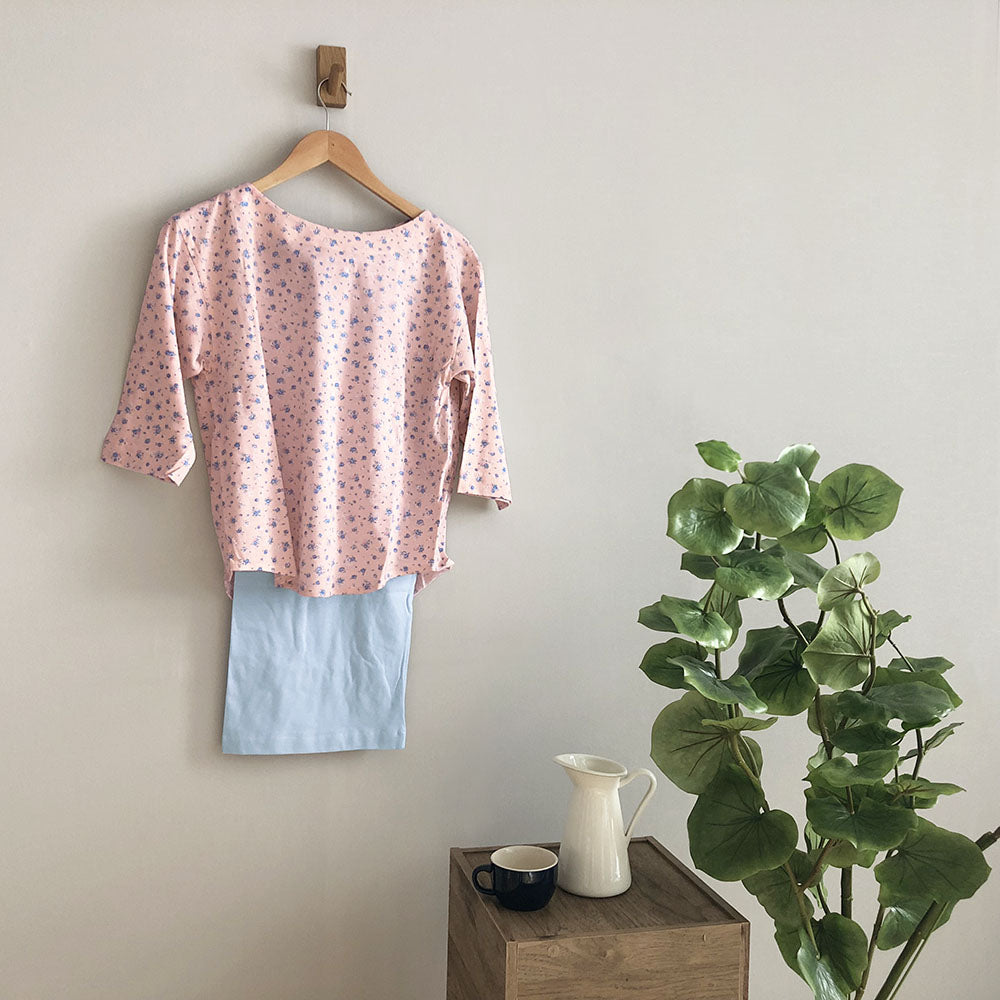 レディースパジャマ/天竺ニット/ポーチ付き(Mサイズ・ネイビーのみ)