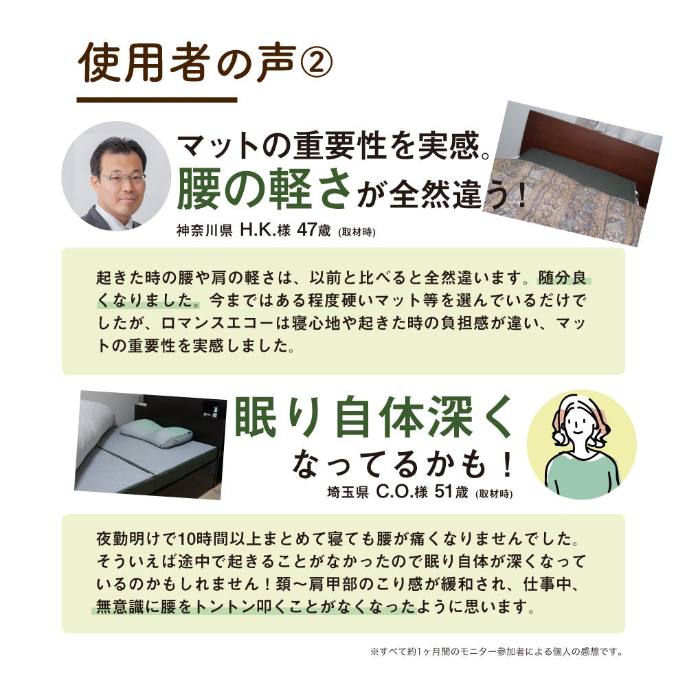 ロマンスエコー〈プラス〉/3つ折りマットレス/ベッドタイプ/JBAヘルスケア認定寝具™(シングル~ダブル)