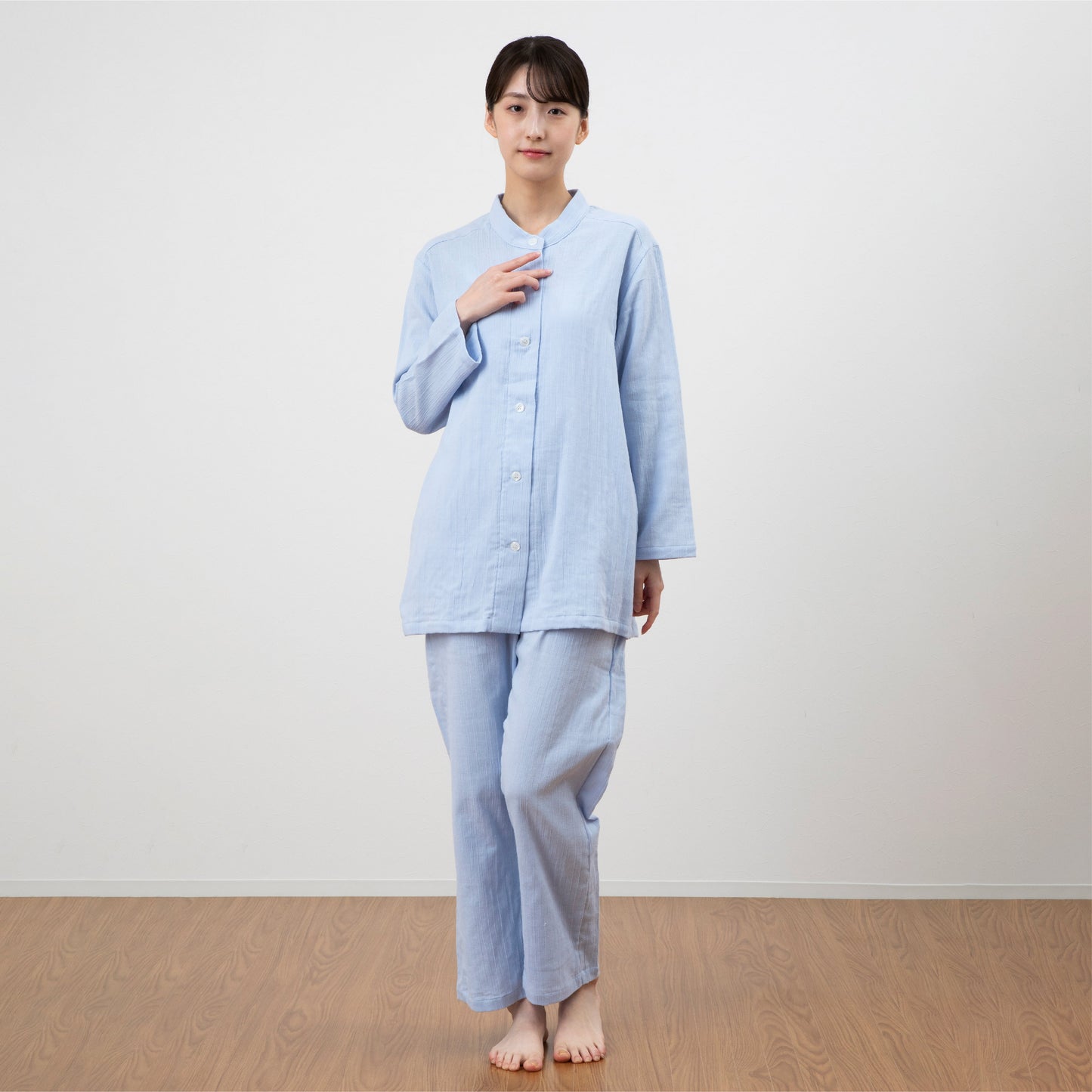 ロマンス小杉 レディースパジャマ 綿100% ウォッシャブル ポケット付き 春 夏 秋 涼しい 夏用 ゆったり 楊柳 長袖 長ズボン